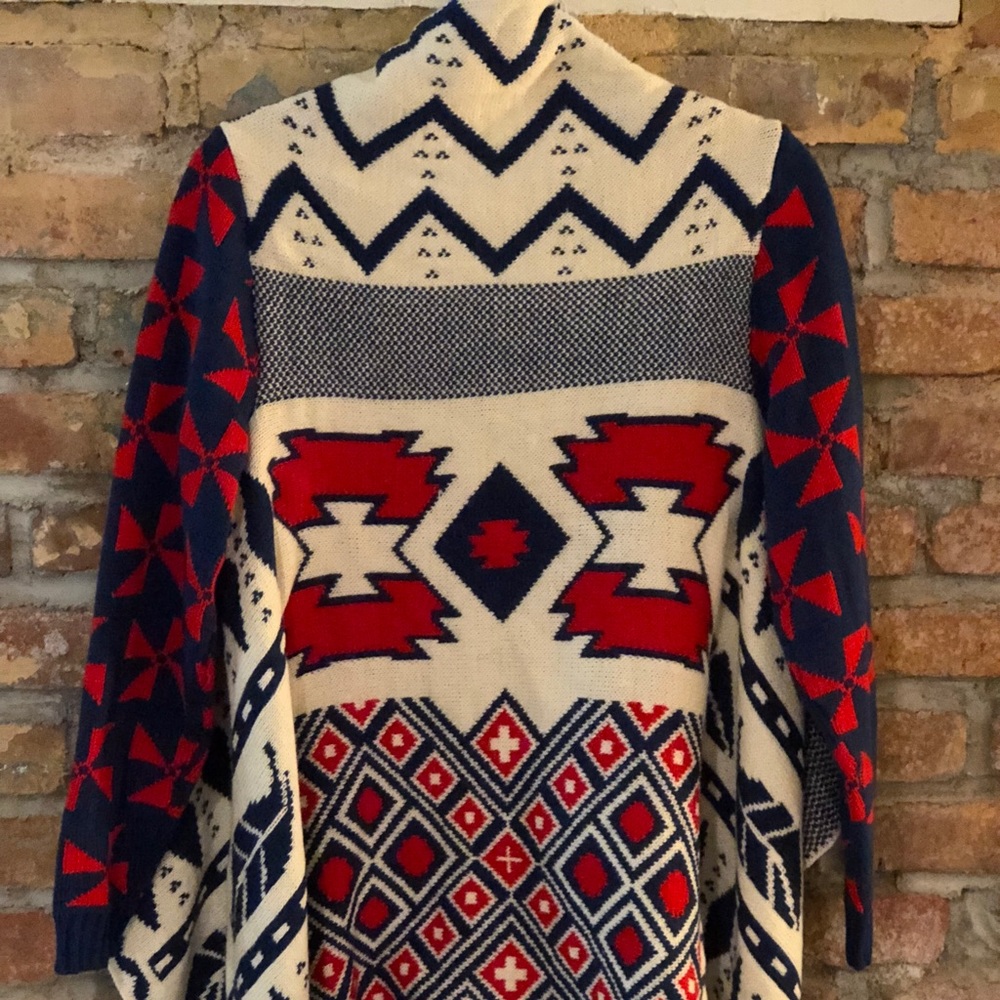 South Western pattern duster sweater